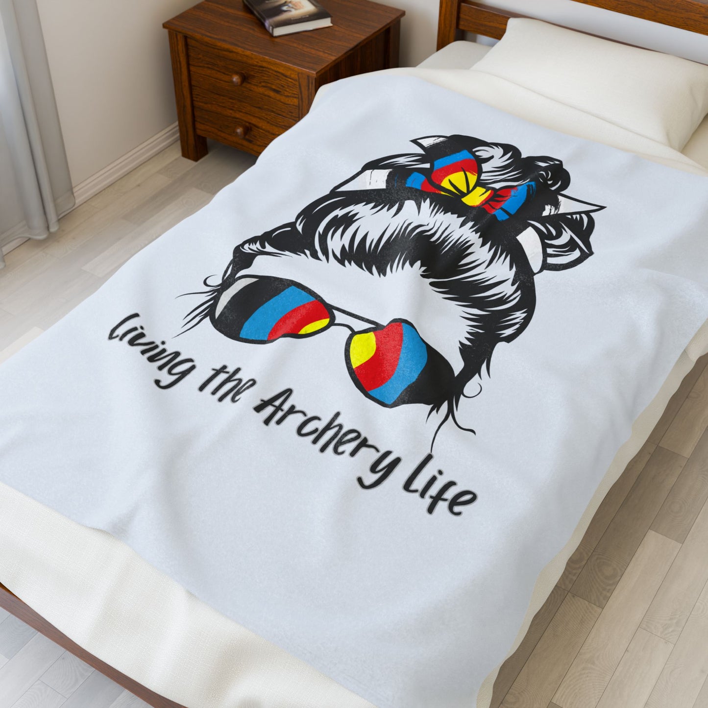 Living the Archery Life Velveteen Plush Blanket, Cozy Throw for Archery Lovers, Perfect Gift for Archers, Home Decor, Sports Enthusiasts