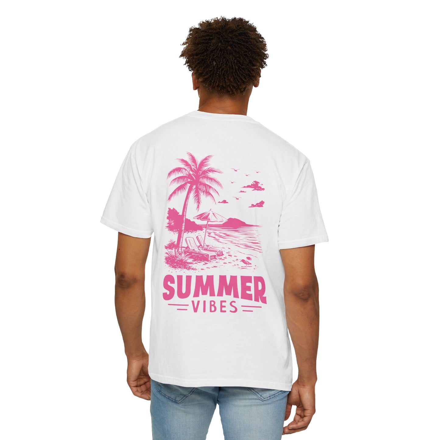 Summer Vibes Unisex Garment-Dyed T-shirt - Retro Beach Graphic