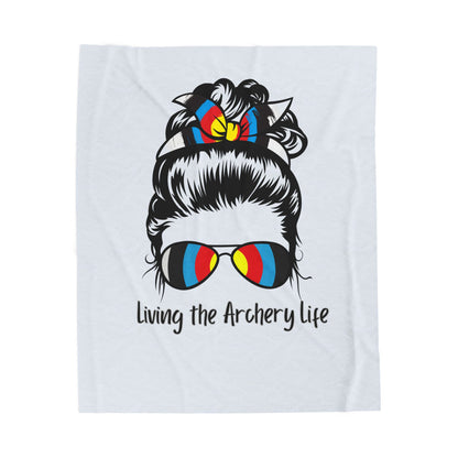 Living the Archery Life Velveteen Plush Blanket, Cozy Throw for Archery Lovers, Perfect Gift for Archers, Home Decor, Sports Enthusiasts