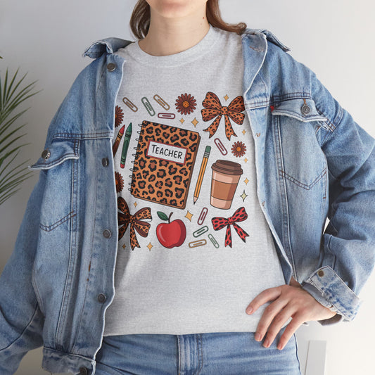 Leopard Print Teacher Unisex Heavy Cotton Tee