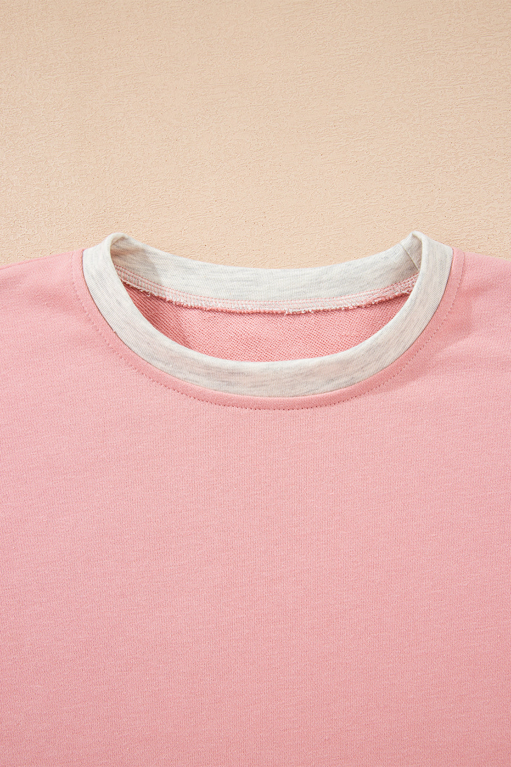 Light Pink 2pcs Color Block Pullover Loose Pant Set