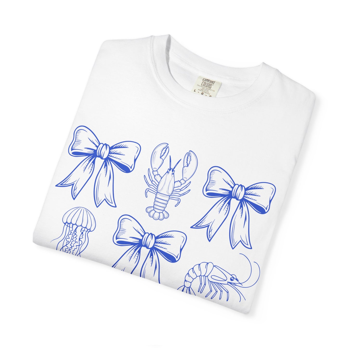 Coastal Charm Unisex Garment-Dyed T-Shirt with Nautical Bows