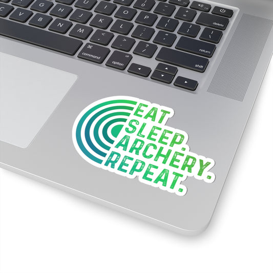 Eat, sleep, archery, repeat Kiss-Cut Stickers - Perfect for Water Bottles, Laptops, Gifts, Sports Events, and Archery Celebrations