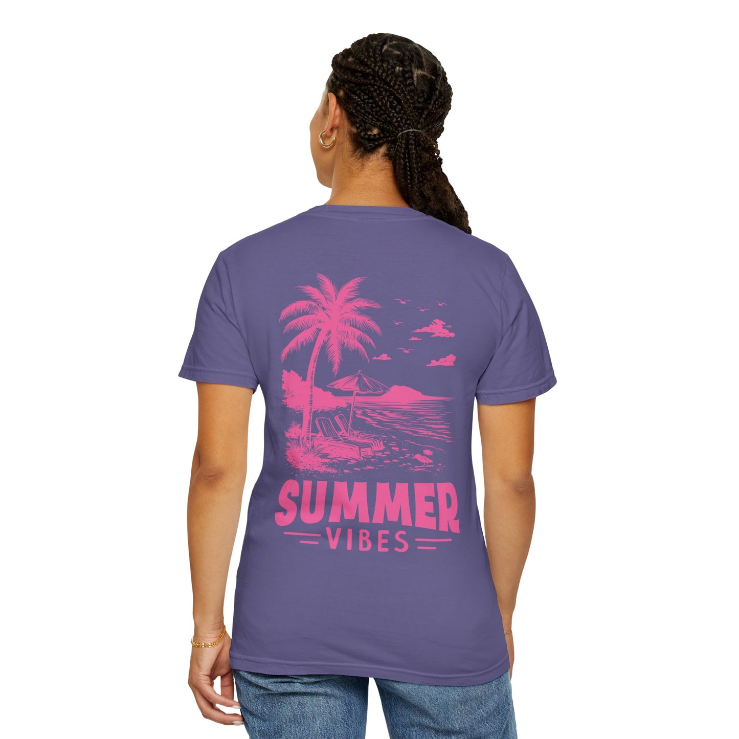 Summer Vibes Unisex Garment-Dyed T-shirt - Retro Beach Graphic