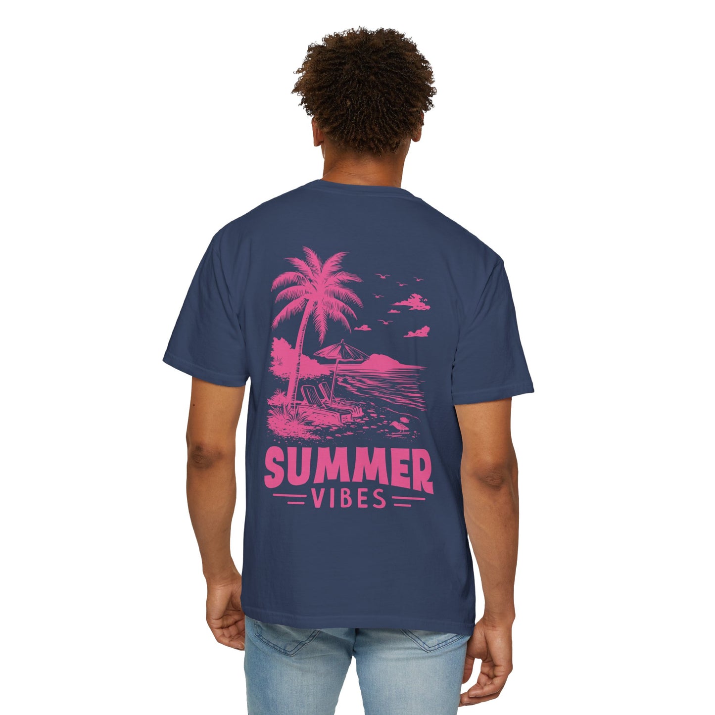 Summer Vibes Unisex Garment-Dyed T-shirt - Retro Beach Graphic