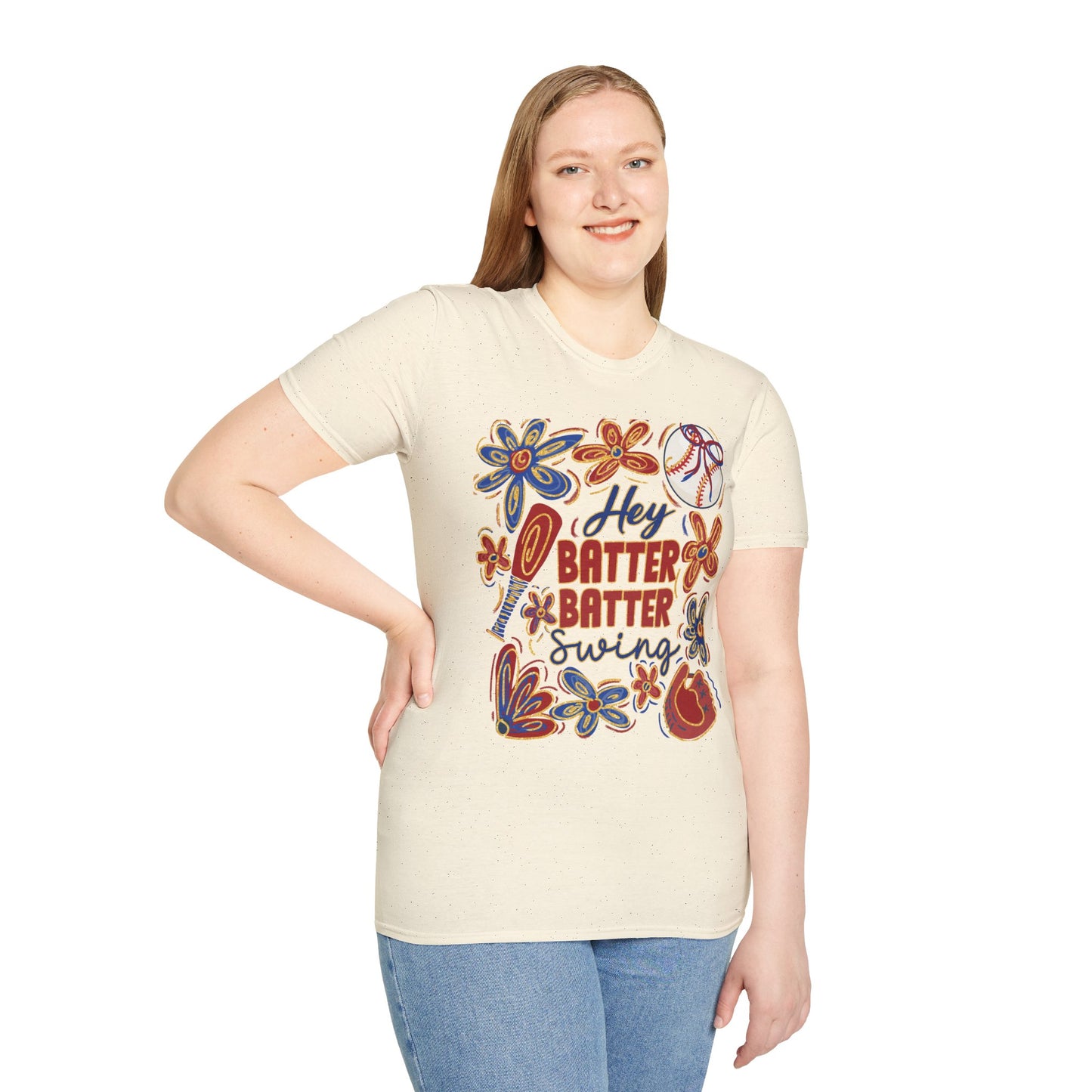 Hey Batter Batter Swing Unisex Softstyle T-Shirt - Perfect for Baseball Fans
