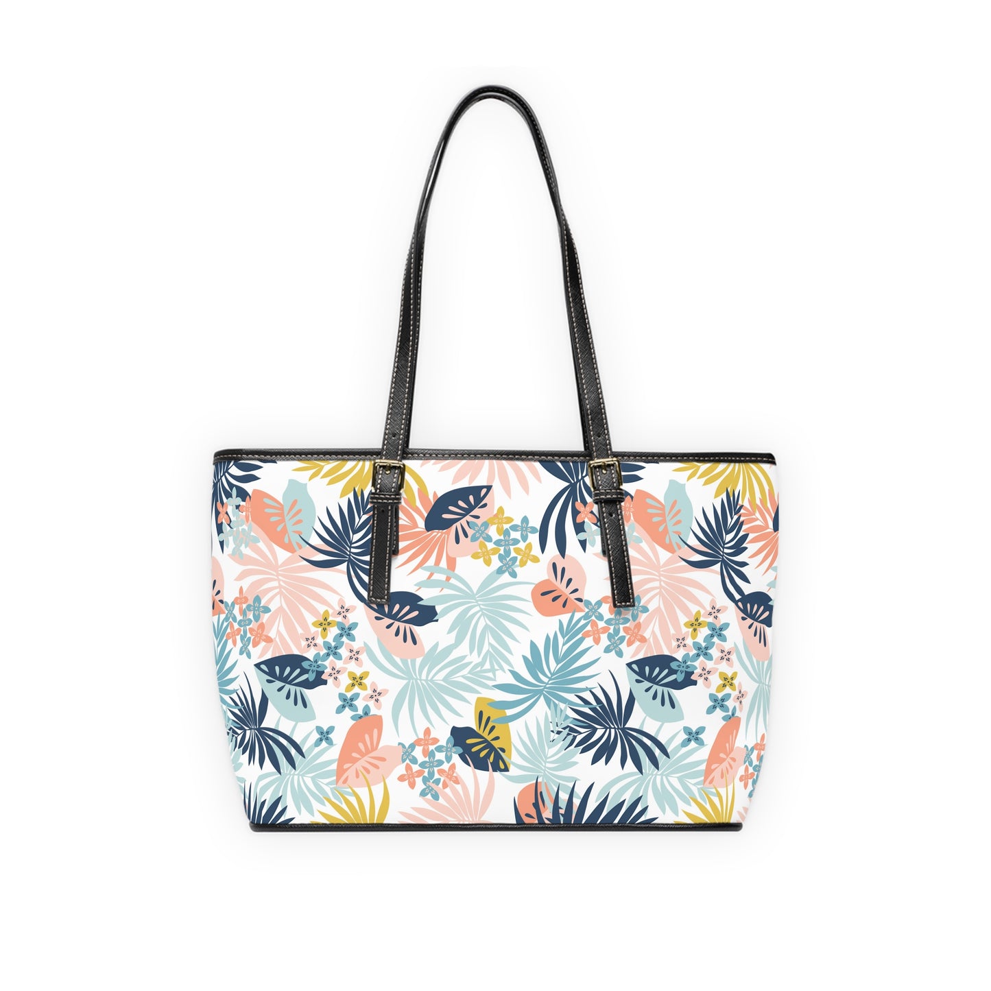 Tropical Floral Leather Shoulder Bag - Stylish Tote for Summer Adventures