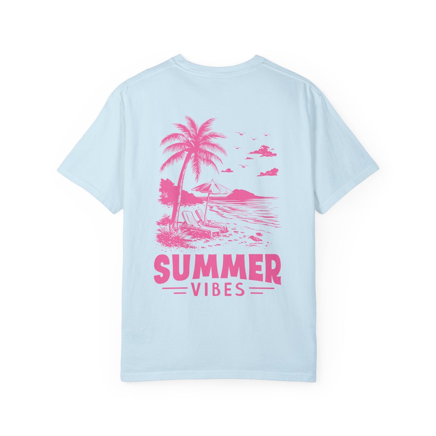 Summer Vibes Unisex Garment-Dyed T-shirt - Retro Beach Graphic