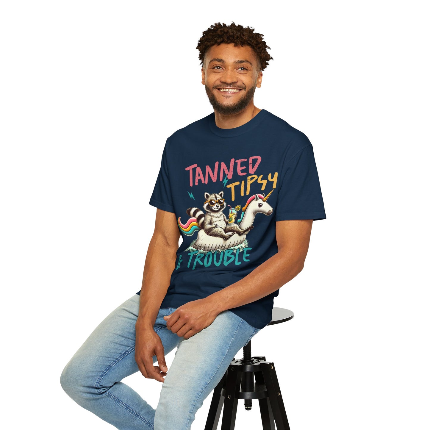 Unisex T-Shirt - Tanned, Tipsy & Trouble Party Tee