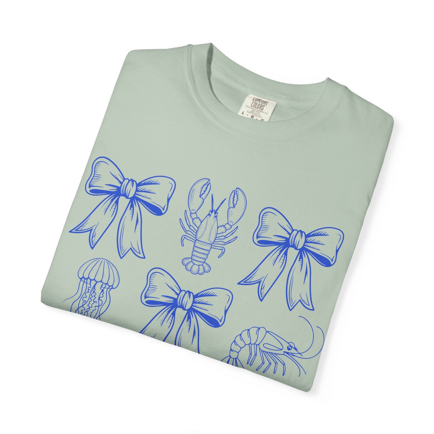 Coastal Charm Unisex Garment-Dyed T-Shirt with Nautical Bows
