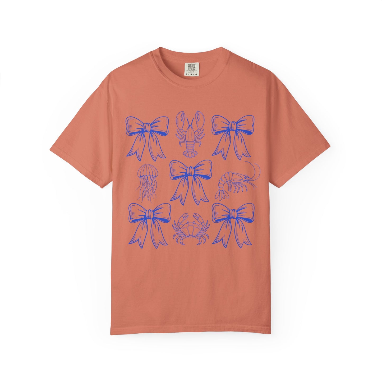 Coastal Charm Unisex Garment-Dyed T-Shirt with Nautical Bows