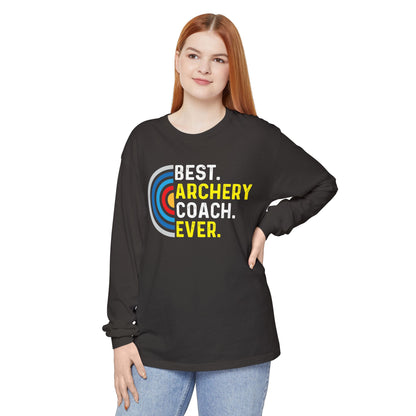 Best Archery Coach Ever Long Sleeve Tee, Gift for Coaches, Sportswear, Archery Apparel, Unisex T-Shirt, Team Spirit Shirt