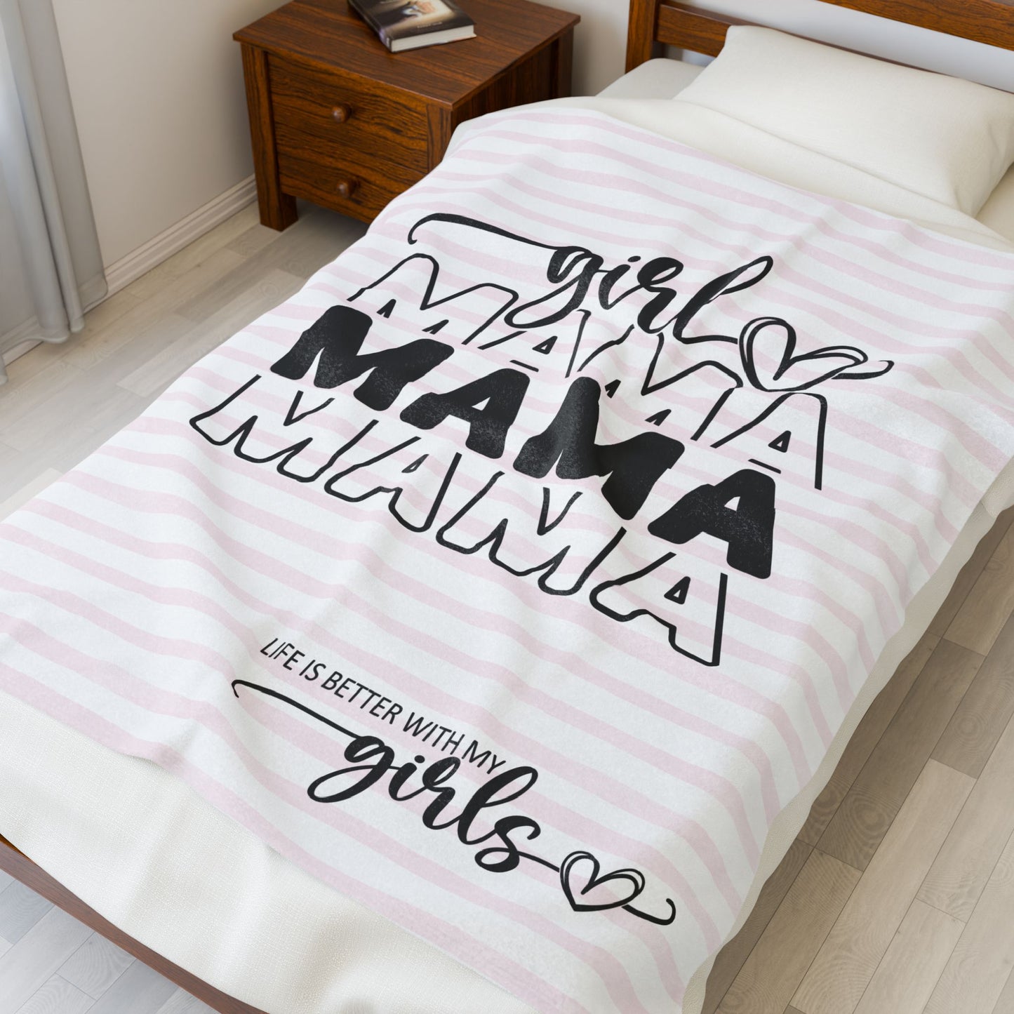 Cozy Velveteen Plush Blanket - "Life is Better With My Girls"