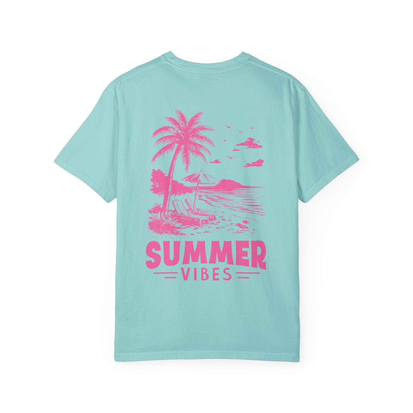 Summer Vibes Unisex Garment-Dyed T-shirt - Retro Beach Graphic