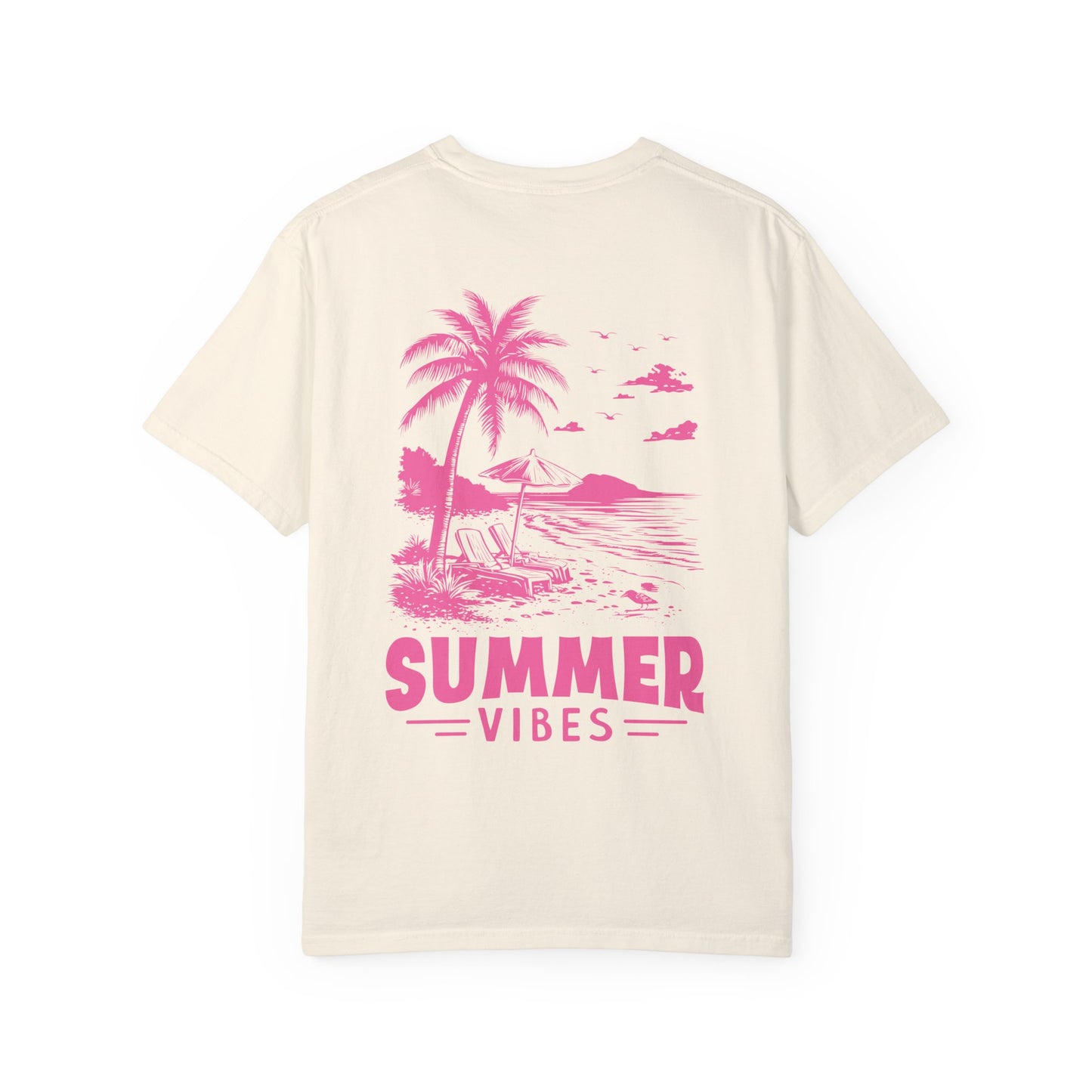 Summer Vibes Unisex Garment-Dyed T-shirt - Retro Beach Graphic