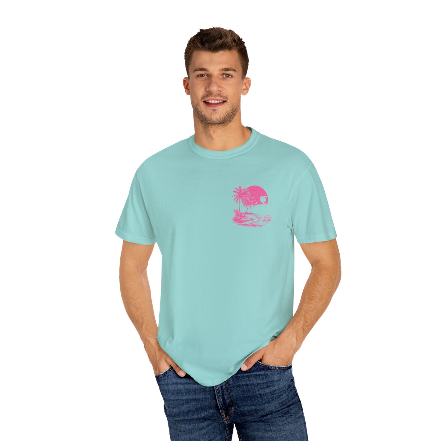 Summer Vibes Unisex Garment-Dyed T-shirt - Retro Beach Graphic