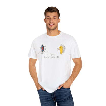 Motivational T-Shirt with Hedgehog Design, Unisex Graphic Tee, Gift for Friends, 'Never Give Up' Apparel, Perfect for Casual Wear, [...]
