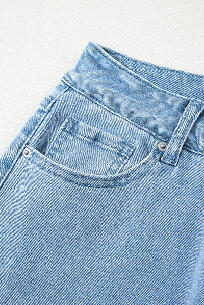 Myosotis Acid Washed High Rise Cropped Wide Leg Jeans