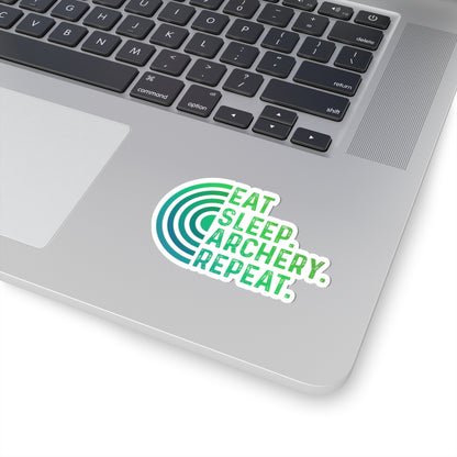 Eat, sleep, archery, repeat Kiss-Cut Stickers - Perfect for Water Bottles, Laptops, Gifts, Sports Events, and Archery Celebrations