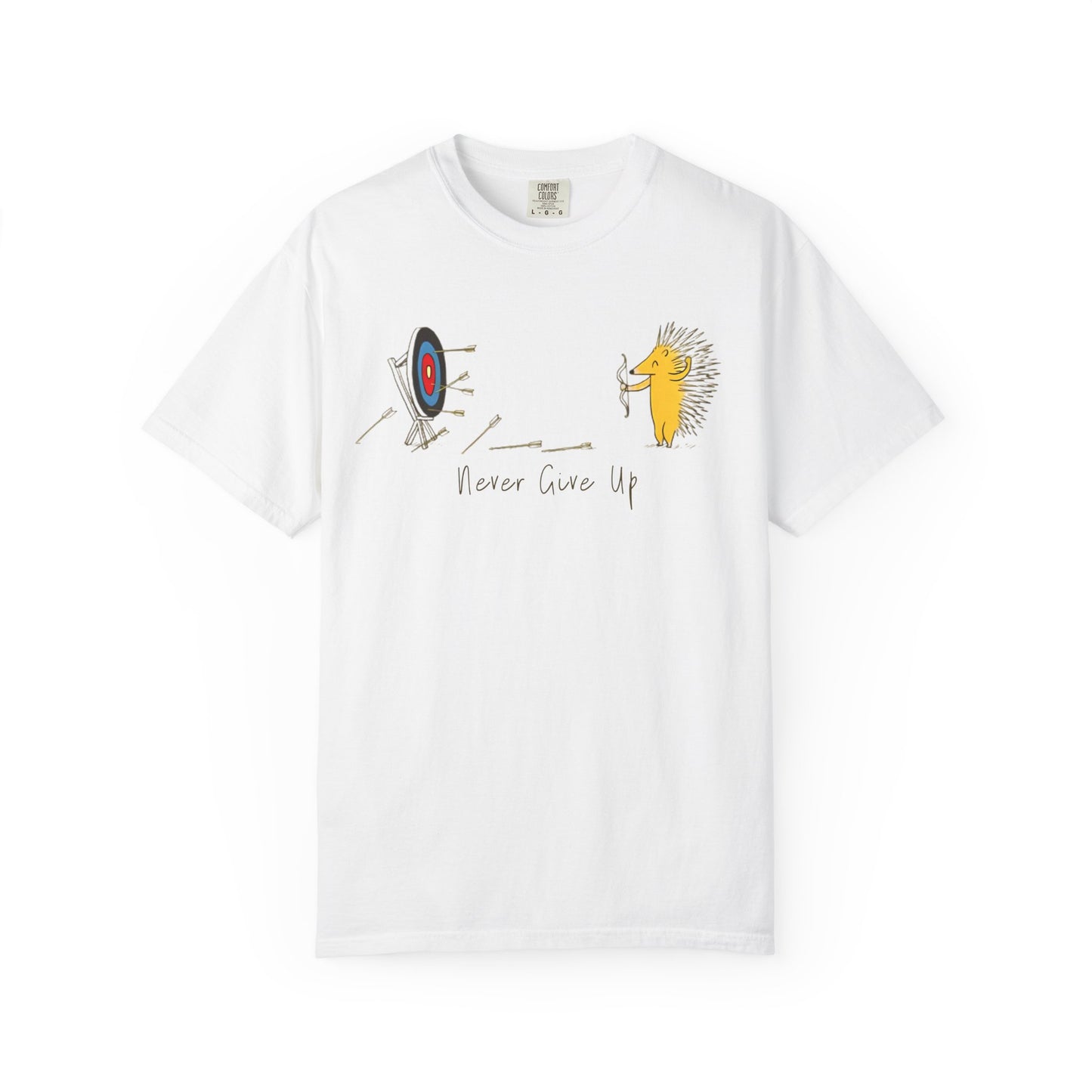 Motivational T-Shirt with Hedgehog Design, Unisex Graphic Tee, Gift for Friends, 'Never Give Up' Apparel, Perfect for Casual Wear, [...]
