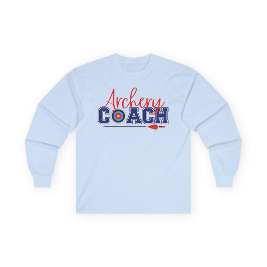 Archery Coach Long Sleeve Tee, Gift for Coaches, Sportswear, Team Apparel, Archery Lover Gift, Casual Everyday Wear