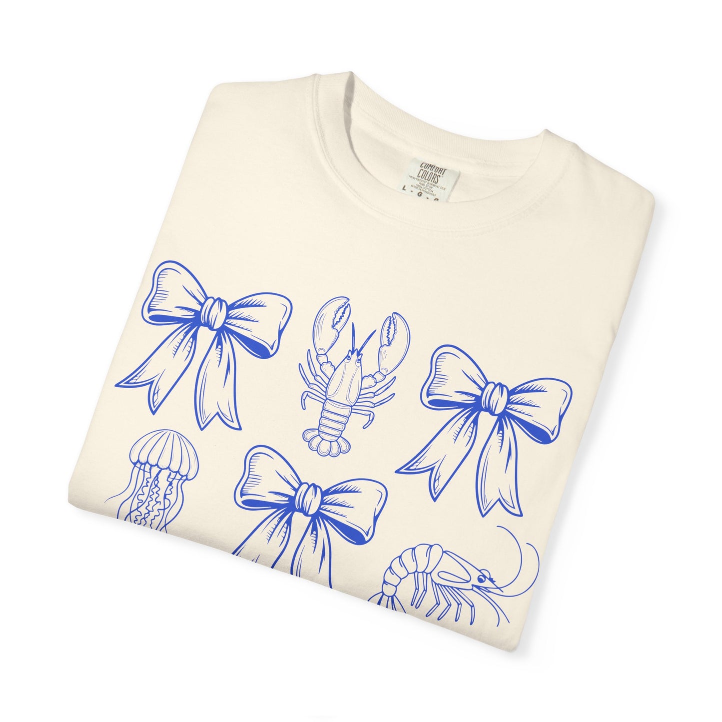 Coastal Charm Unisex Garment-Dyed T-Shirt with Nautical Bows