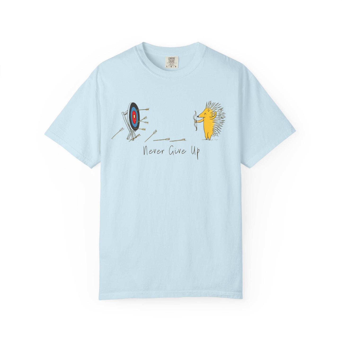 Motivational T-Shirt with Hedgehog Design, Unisex Graphic Tee, Gift for Friends, 'Never Give Up' Apparel, Perfect for Casual Wear, [...]