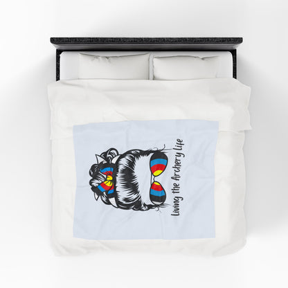 Living the Archery Life Velveteen Plush Blanket, Cozy Throw for Archery Lovers, Perfect Gift for Archers, Home Decor, Sports Enthusiasts