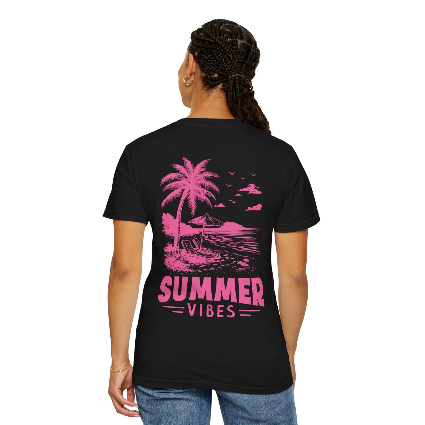 Summer Vibes Unisex Garment-Dyed T-shirt - Retro Beach Graphic