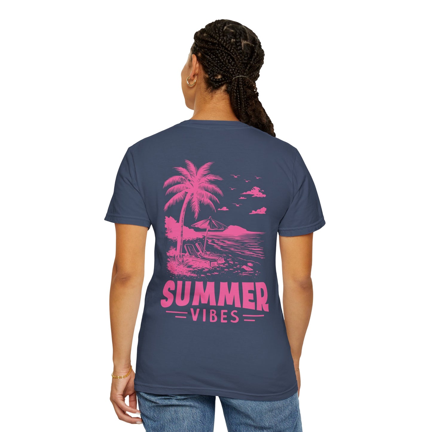 Summer Vibes Unisex Garment-Dyed T-shirt - Retro Beach Graphic