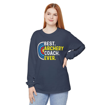Best Archery Coach Ever Long Sleeve Tee, Gift for Coaches, Sportswear, Archery Apparel, Unisex T-Shirt, Team Spirit Shirt