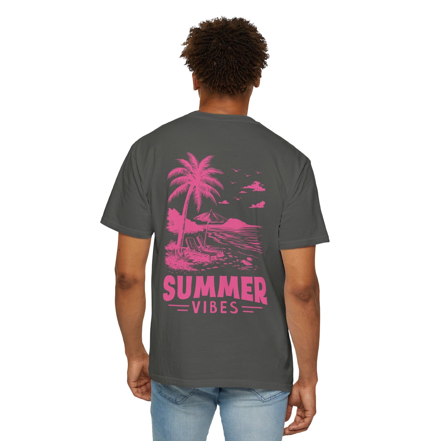 Summer Vibes Unisex Garment-Dyed T-shirt - Retro Beach Graphic