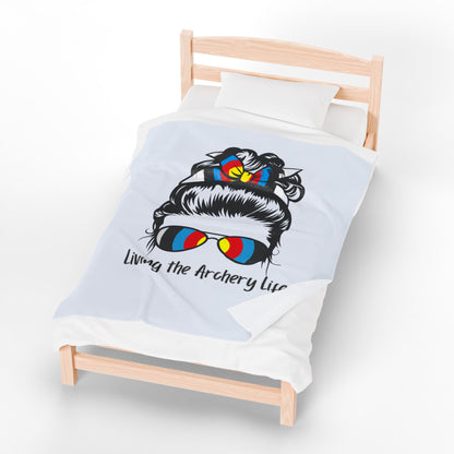 Living the Archery Life Velveteen Plush Blanket, Cozy Throw for Archery Lovers, Perfect Gift for Archers, Home Decor, Sports Enthusiasts