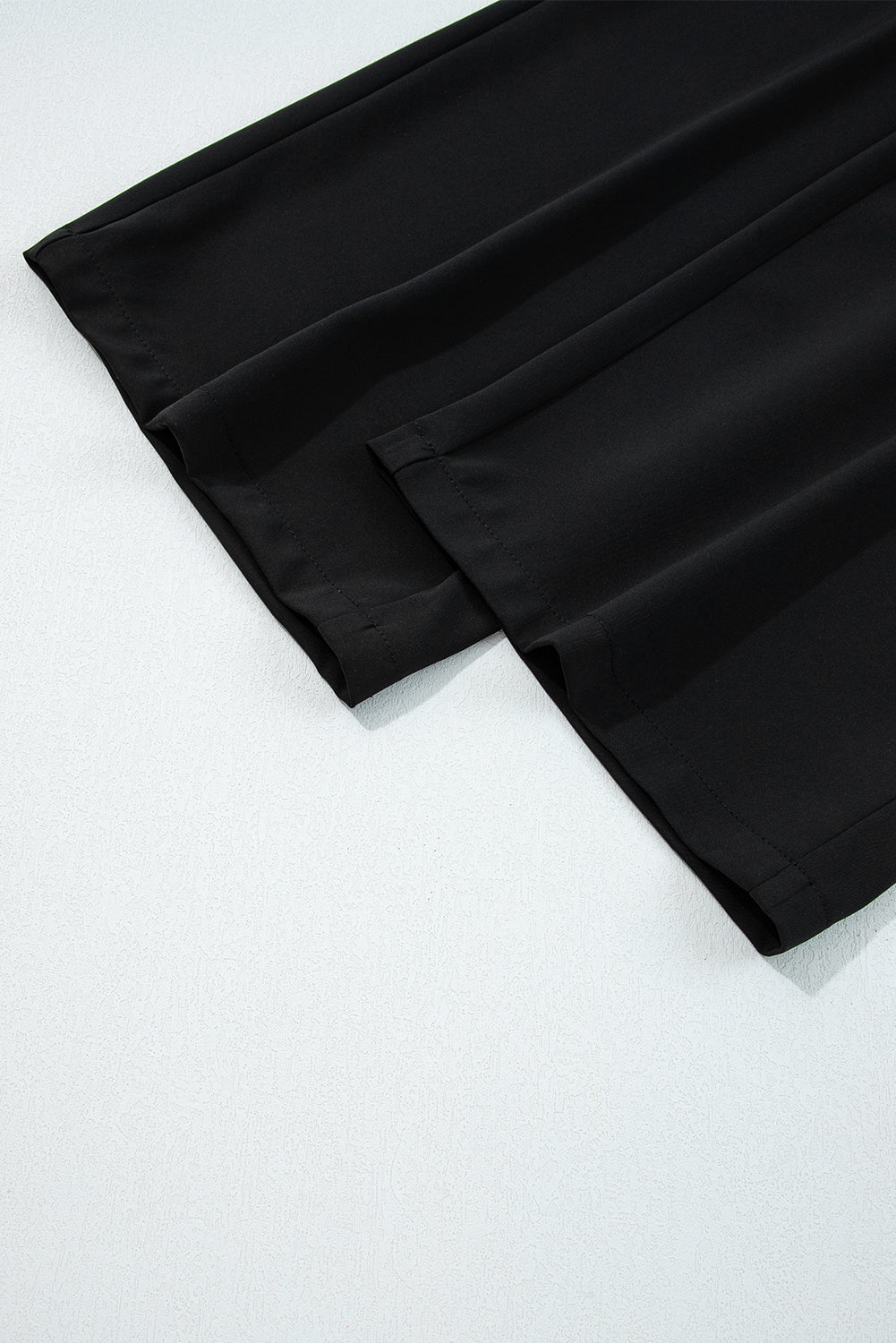 Black Pleated Detail Pull On High Elastic Waist Loose Straight Pants