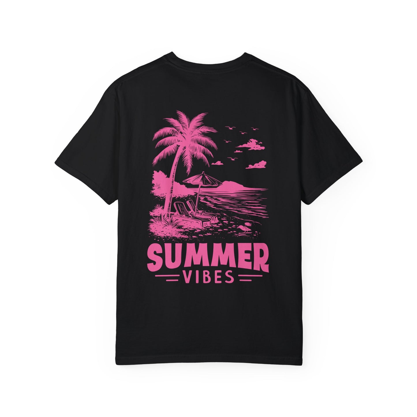 Summer Vibes Unisex Garment-Dyed T-shirt - Retro Beach Graphic