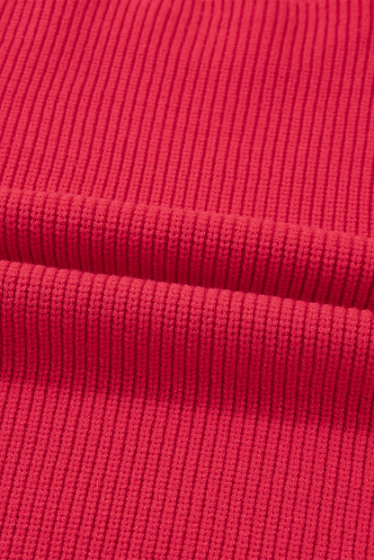 Fiery Red Sequin Bow Accent Drop Shoulder Festive Sweater