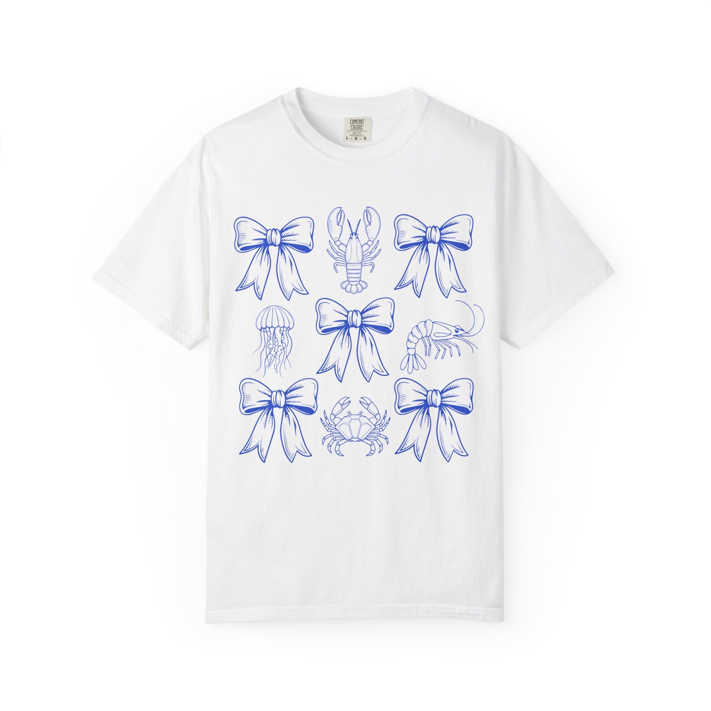 Coastal Charm Unisex Garment-Dyed T-Shirt with Nautical Bows