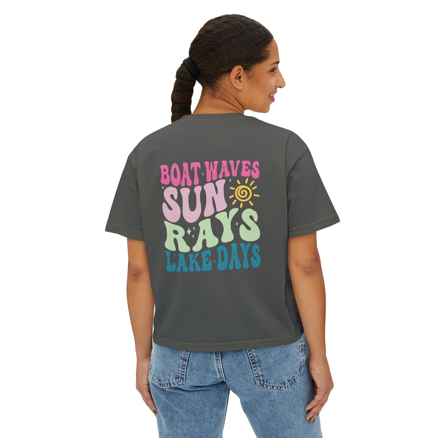 Women's Boxy Tee - Lake Days Design, Perfect for Summer Adventures