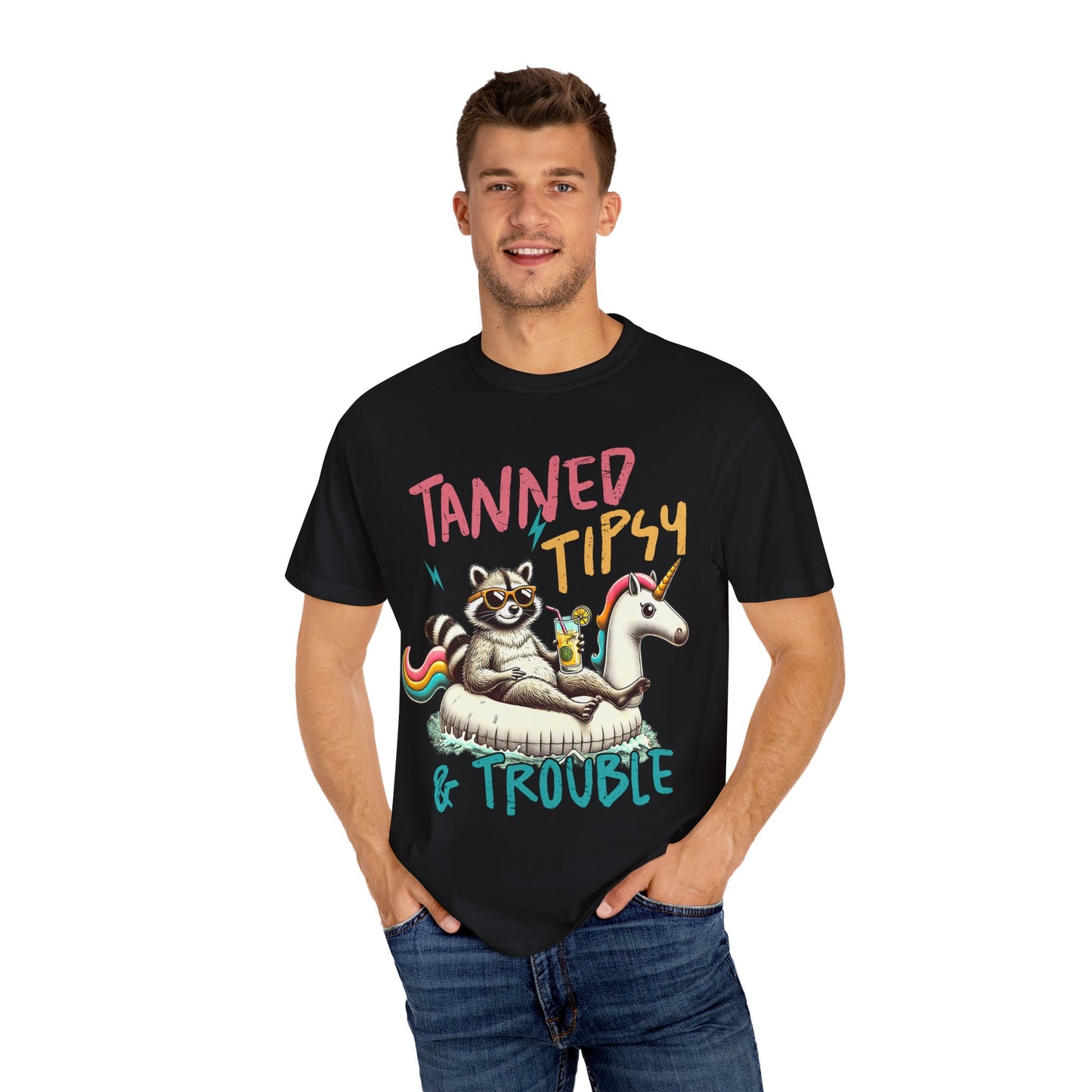Unisex T-Shirt - Tanned, Tipsy & Trouble Party Tee
