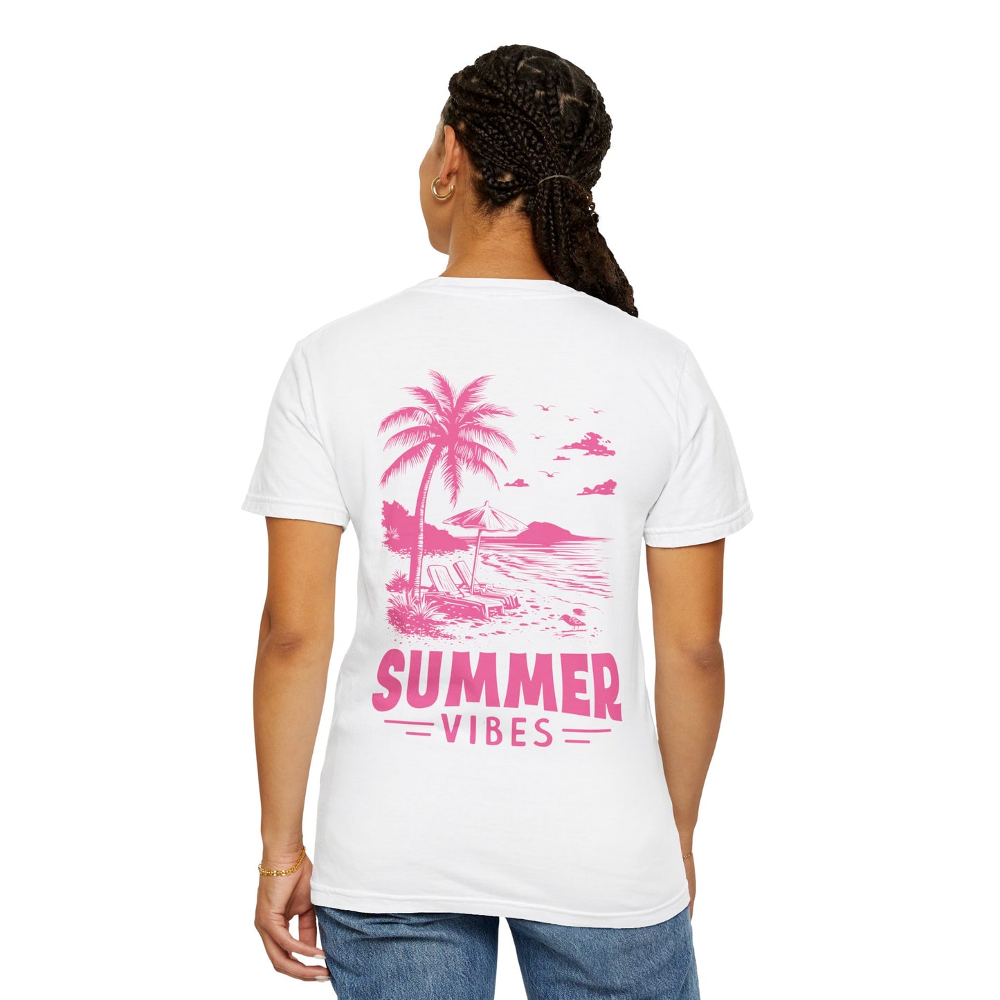 Summer Vibes Unisex Garment-Dyed T-shirt - Retro Beach Graphic