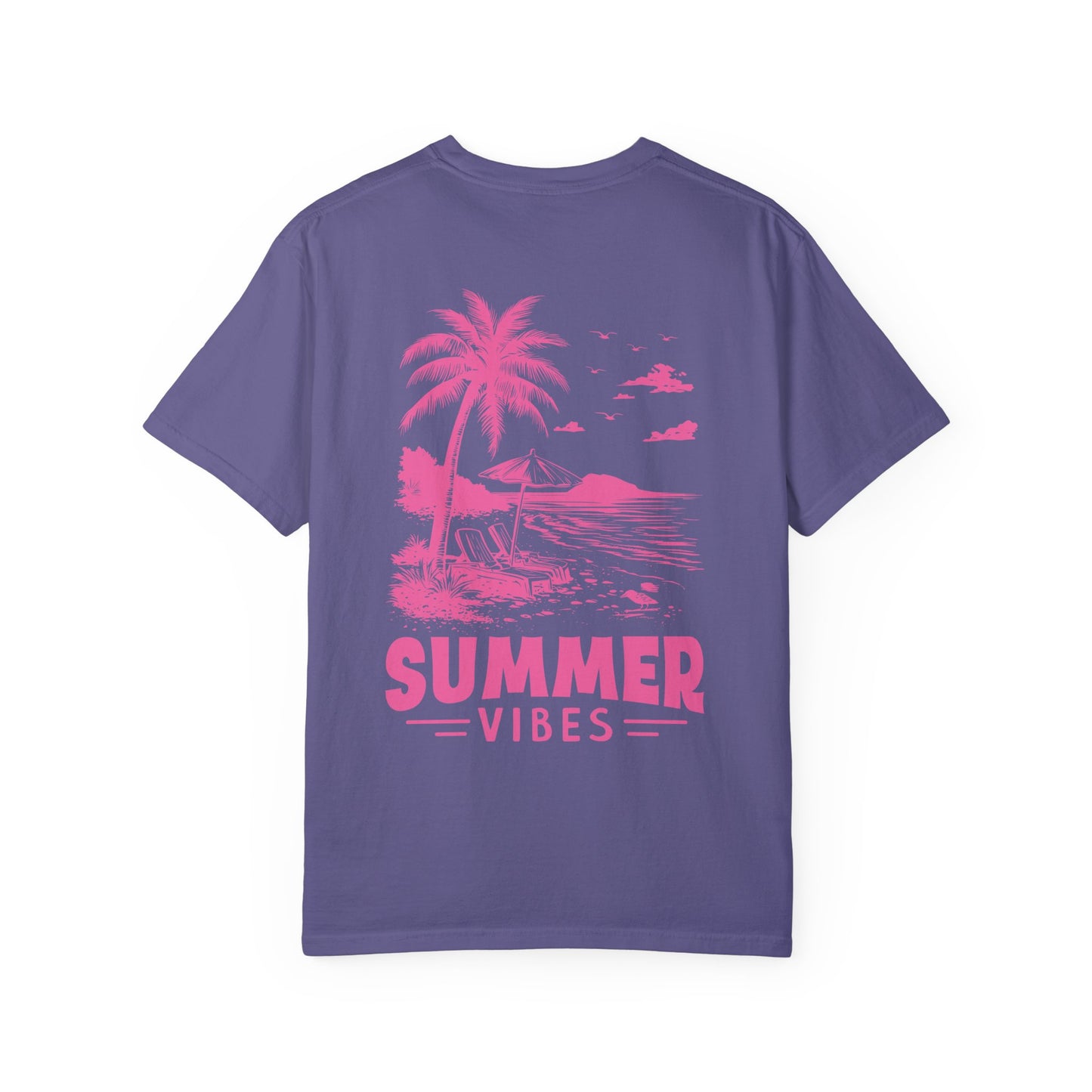 Summer Vibes Unisex Garment-Dyed T-shirt - Retro Beach Graphic