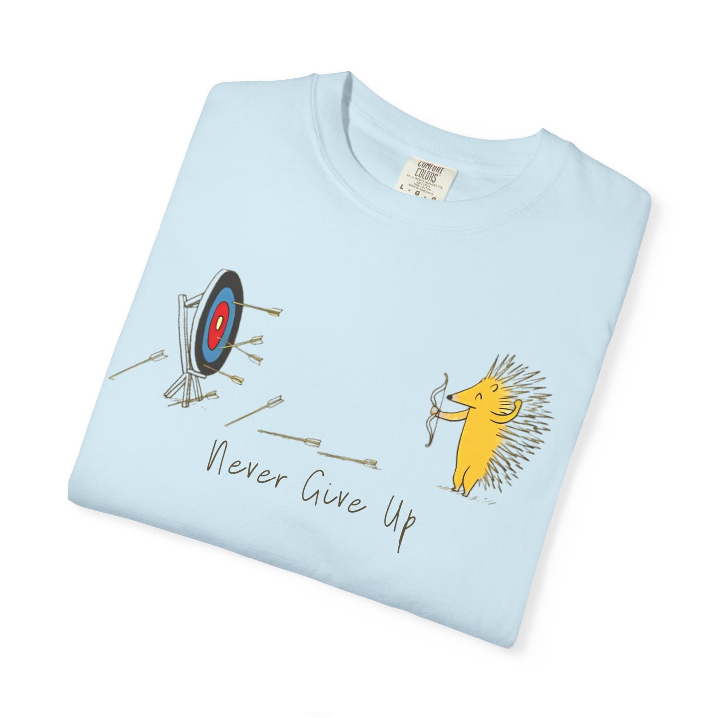 Motivational T-Shirt with Hedgehog Design, Unisex Graphic Tee, Gift for Friends, 'Never Give Up' Apparel, Perfect for Casual Wear, [...]