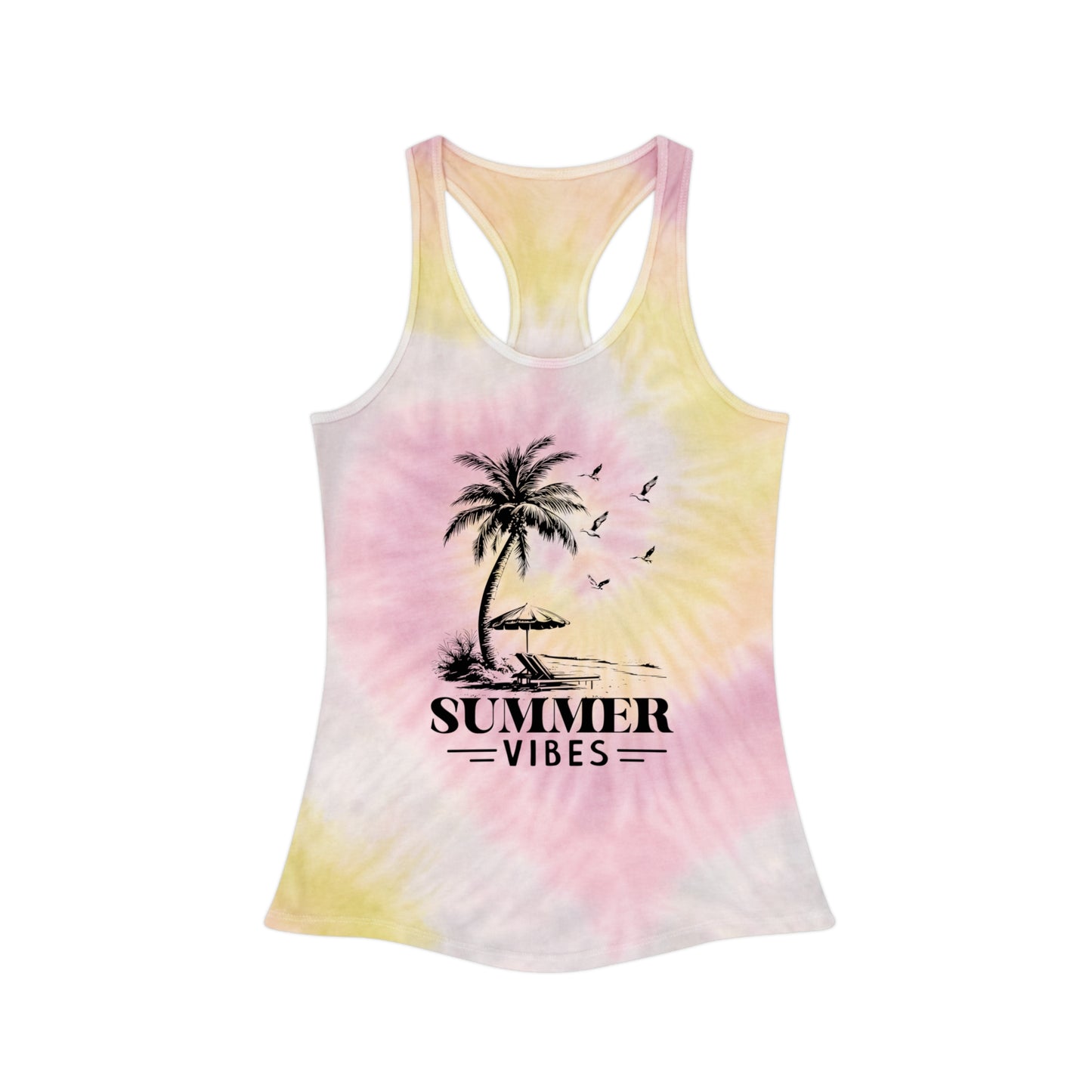 Summer Vibes Tie Dye Racerback Tank Top for Beach Days