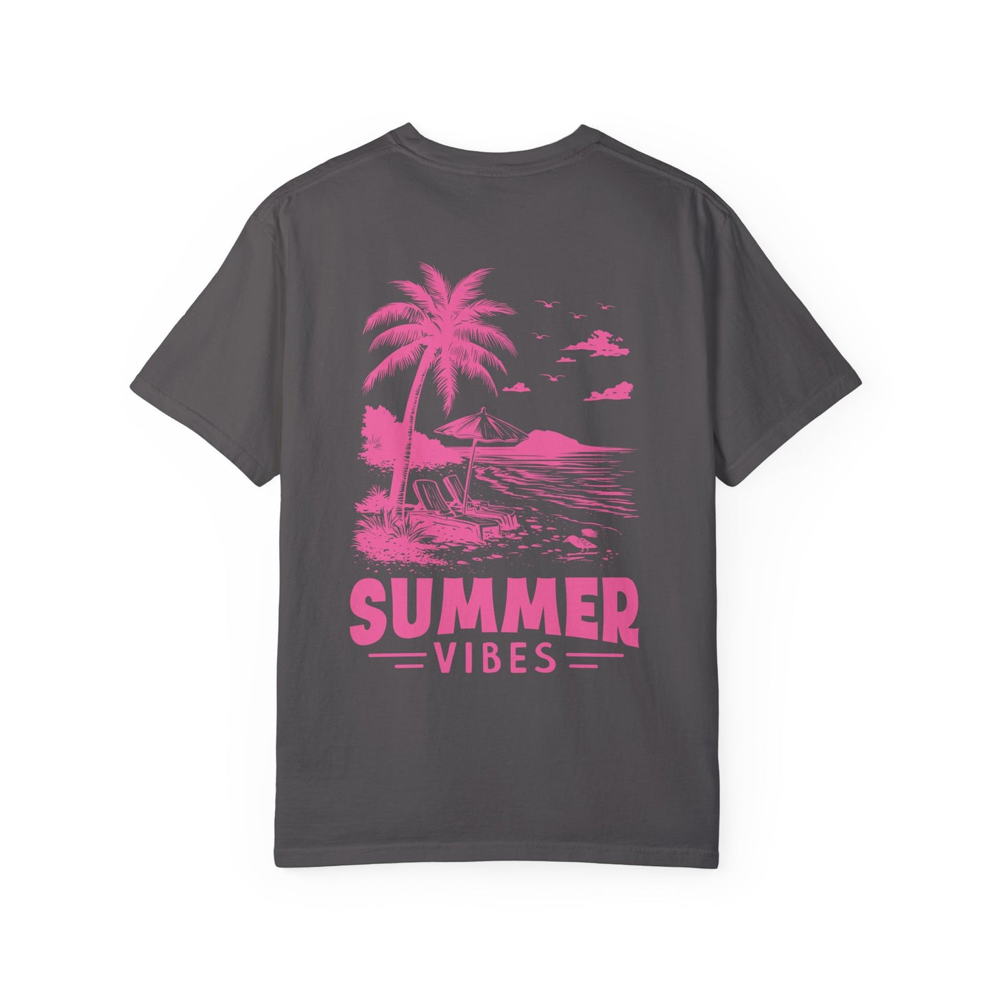 Summer Vibes Unisex Garment-Dyed T-shirt - Retro Beach Graphic