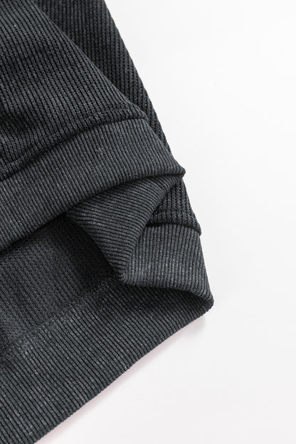 Black Halloween Ghost Corded Crew Neck Loose Sweatshirt