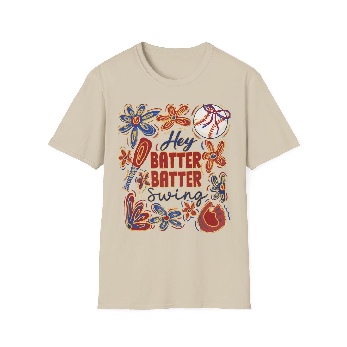 Hey Batter Batter Swing Unisex Softstyle T-Shirt - Perfect for Baseball Fans