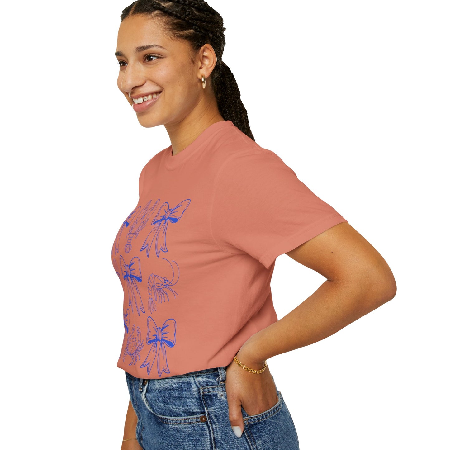 Coastal Charm Unisex Garment-Dyed T-Shirt with Nautical Bows