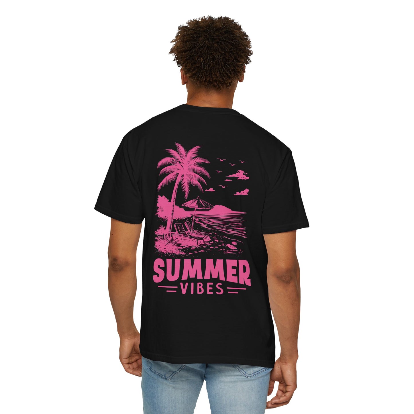 Summer Vibes Unisex Garment-Dyed T-shirt - Retro Beach Graphic