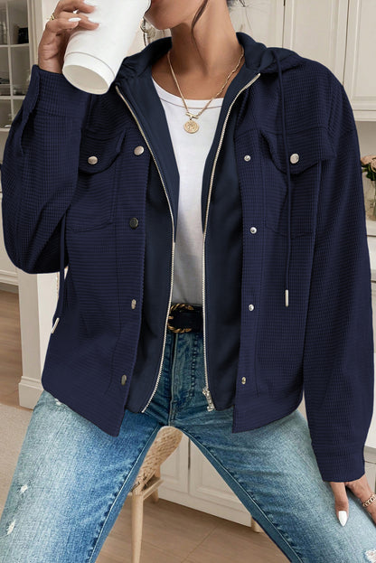 Sail Blue 2 in 1 Thermal Knit Textured Hooded Jacket