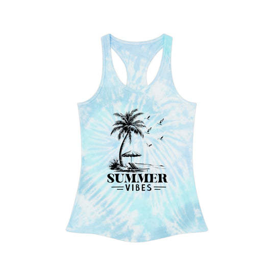 Summer Vibes Tie Dye Racerback Tank Top for Beach Days